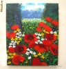 Tablou ulei panza 60x50cm Poiana cu maci
