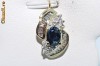 pandantiv aur galben 14K cu safir si diamante naturale superb