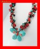 Lant Fantezie Cupru-Bumbac Floricele Coral-Onyx-Turquoise LFAN-029