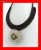 Lant Fantezie-Lemn Medalion Abalone Alb Stil Retro LFAN-016