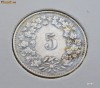 Elvetia - 5 rappen 1921 - 2 grame cu-ni - calitate - piesa de colectie