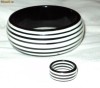 Set bratara si inel plastic dur, model marin cu alb si negru