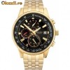 Ceas Sekonda Gents Chronograph Black Dial Gold Plated Bracelet Original