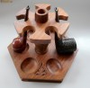 SUPORTURI DIN LEMN PENTRU 6 PIPE CU BAZA HEXAGONALA - GERMANIA , 1980