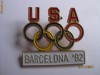 INSIGNA  DE COLECTIE CU U.S.A.DE LA OLIMPIADA BARCELONA 1992