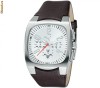 ceas NOU barbatesc in cutie - Puma Men's Forcer Chronograph :: curea de piele maro, carcasa argintiu, cronograf, 5 ATM