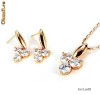 SET deosebit FILAT IN AUR GALBEN de 14 k format din lant cu pandantiv si cercei cu CRISTALE Swarovski! Lantisor si cercei ce stralucesc superb!