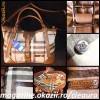 GEANTA FASHION de DAMA firma BURBERRY replica PERFECTA PIELE ECOLOGICA FOND GRI ACCESORII CULOARE CAFEA GENTI FEMEI