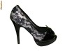PANTOFI SUPERBI ELEGANTI DESIGN DANTELA SI LAC NEGRU CU ALB,NOI IN CUTIE