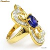 INEL deosebit PLACAT CU AUR GALBEN de 9k (marcat 9k) cu pietre SAFIR MOV si TOPAZ alb ! Model superb! Cadoul perfect! Marimea 8!
