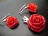 SET ARGINT MODEL TRANDAFIR MARE ROSU PRAF DE CORAL