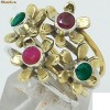 _ 925 Argint Marcat,  Two  Tone Natural  Indian  Ruby;  Emerald  _  INEL -  Marimea 8,75  (diametru 18,78 mm)  Rubin  si  Smarald