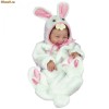 Costum iepuras fetite alb cu roz 0-6  luni perfect pt Paste !