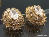 Cercei Regal Elegance Topaz  placati cu Aur G 18K, 18mm, 6.4gr, trei straturi!. Nu trebuie ratati! ! !