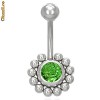 Body Piercing pentru Buric Otel Inox Floare Verde BPJ-068