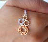 Pandant aur 10K, 1.78g, model CERCULETE ornate cu DIAMANTE si TOPAZE oranj !!