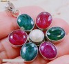 _ 925 Argint  Marcat, Natural  Indian  Rubin, Smarald si Perla   _   PANDANTIV Divin    - 46 mm. Ruby, Emerald