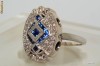 inel aur alb 14K cu diamante si safire r. klein designer