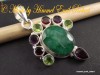 PANDANTIV DIN ARGINT MASIV 925 CU  SMARALD + PERIDOT+AMETIST+ GRANAT