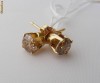 Cercei STUD aur 14K, 1g, ornati cu 2 DIAMANTE Cognac naturale superbe de cate 1/2 carat !!