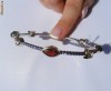 Bratara solida ag 925, 14.8g, model impletit ornata cu 6 CARATE GRANATE si CITRINE !!