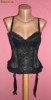 Corset Dama cu Portjartier Negru din Dantela