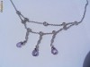 Colier argint rodinat model frontal superb cu AMETISTE si DIAMANTE !! Colier argint rodinat model frontal superb cu AMETISTE si DIAMANTE !!