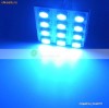 bec auto cu 12 LED -uri SMD 5050  albastre- placuta cu leduri contine adaptor pentru soclu C5W, BA9S si W5W