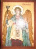 Icoana bizantina pictata pe lemn in culori tempera si foita de aur, reprezentandu-l pe Arhanghelul Gabriel 