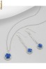 Set alb albastru din argint cu cristale: cercei si pandantiv 15-1-i23435