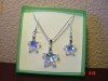 Set deosebit de frumos din argint, format din colier si cercei cu cristale swarovski starfish Crystal AB