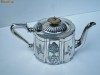 Ceainic englezesc vintage, decoratii manuale stil Art Nouveau - argintat