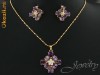 Set superb, placat cu aur de 18k, format din colier si cercei cu cristale ametist teardrop cut si cristale swarovski clear 3, bijuterii mireasa