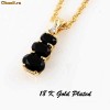 Oferta! Elegant Pandantiv 3 pietre Onix & Lantisor Aur placat 18 K - Nou! Mokazie
