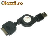 CABLU DE DATE USB RETRACTABIL PT. IPHONE IPOD (ALB SAU NEGRU) foto