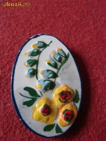 BROSA HANDMADE DIN IPSOS OVALA CU ALBASTRU (2) foto