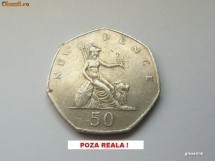 50 new pence Marea Britanie din 1980 foto