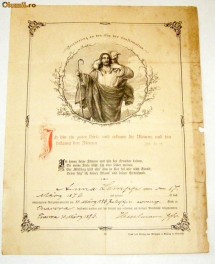 Certificat de botez -1876, religie protestanta foto