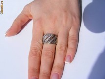 Inel aur 14K (7.6g) montura UNICAT cu 1CT DIAMANTE cognac si albe foto