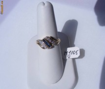 Inel aur 10k, 2.9g, ornat cu 4 SAFIRE si 4 BRILIANTE foto