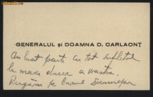 Carte de vizita cu condoleante din partea Fam. General Carlaont , adresate lui Camil Petrescu , scriitor si directorul Teatrului National foto
