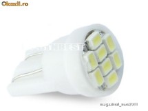 bec led leduri auto W5W T10 cu 8 SMD 1210
