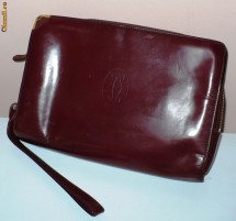 Borseta CARTIER, originala, piele, culoare visiniu-grena - VINTAGE foto