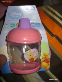 Biberon/Cupa cu adaptor de baut pt.bebelusi,6 luni+,Disney WINNIE THE POOH, 275ml,BPA FREE,prindere usoara,moale,2 manere,fara scurgere,NOU din ANglia foto