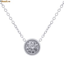 Pandantiv cu Briliant 0.50ct si lantisor, aur alb plin 14k, certificat, nou. foto
