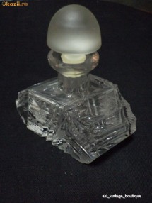 Sticla parfum din cristal Boemia, perioada '65 foto
