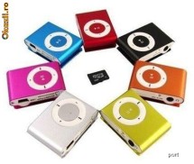 Mp3 Player gen ipod shuffle cu slot card micro SD, casti si cablu de date incluse!!!