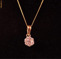 Lantisor si Pandantiv din AUR galben cu DIAMANTE naturale, 0,25ct carate   NOU foto