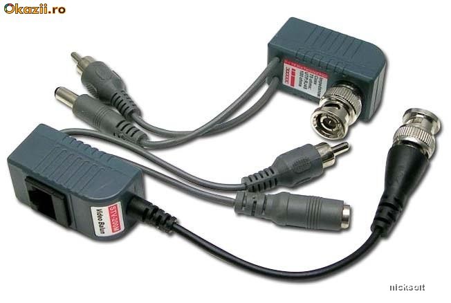 Video Audio Power Balun pentru transmisie CCTV pe cablu UTP foto mare