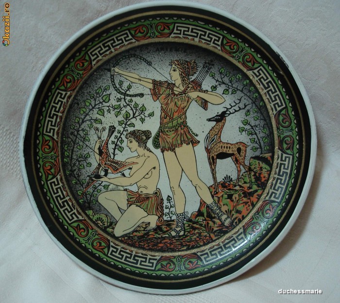 Farfurie decorativa Grecia TEMA VANATOARE foto mare